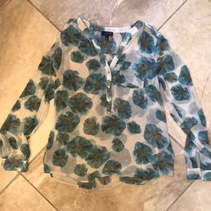 The Limited sheer blouse Gold Buttons Small